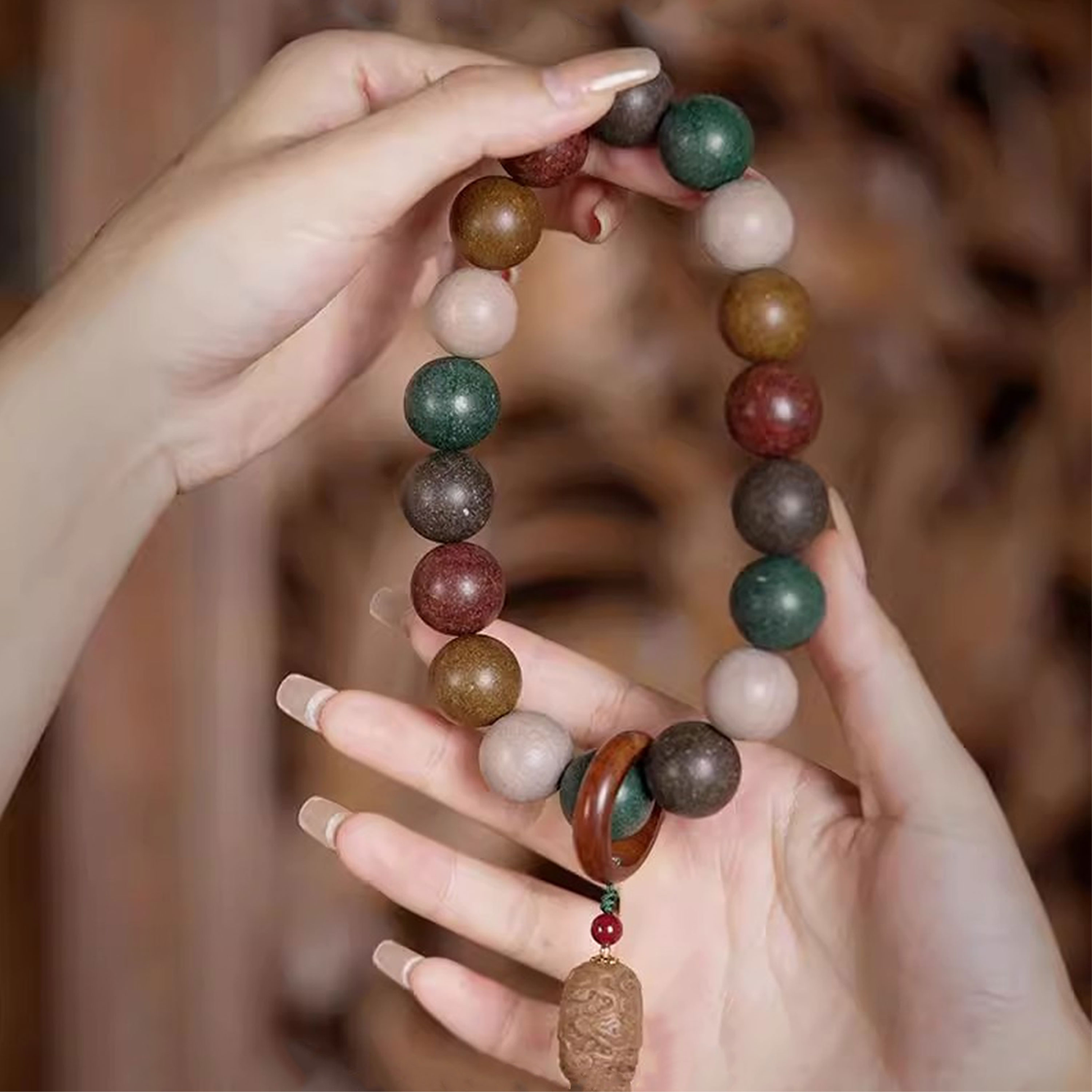 China's Intangible Cultural Heritage Five-sided Incense Bead Bracelet (Amulet)