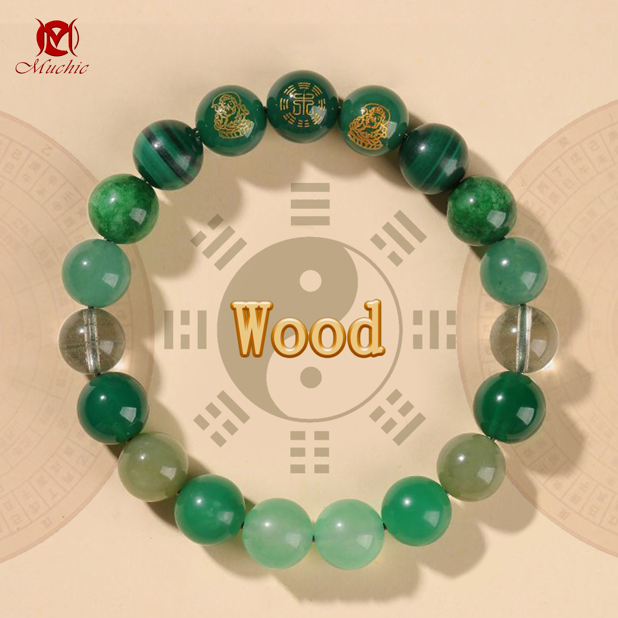 Natural crystal stone bracelet for fortune and luck Five Elements gold, water, fire, earth, water and wood bracelet for men and women