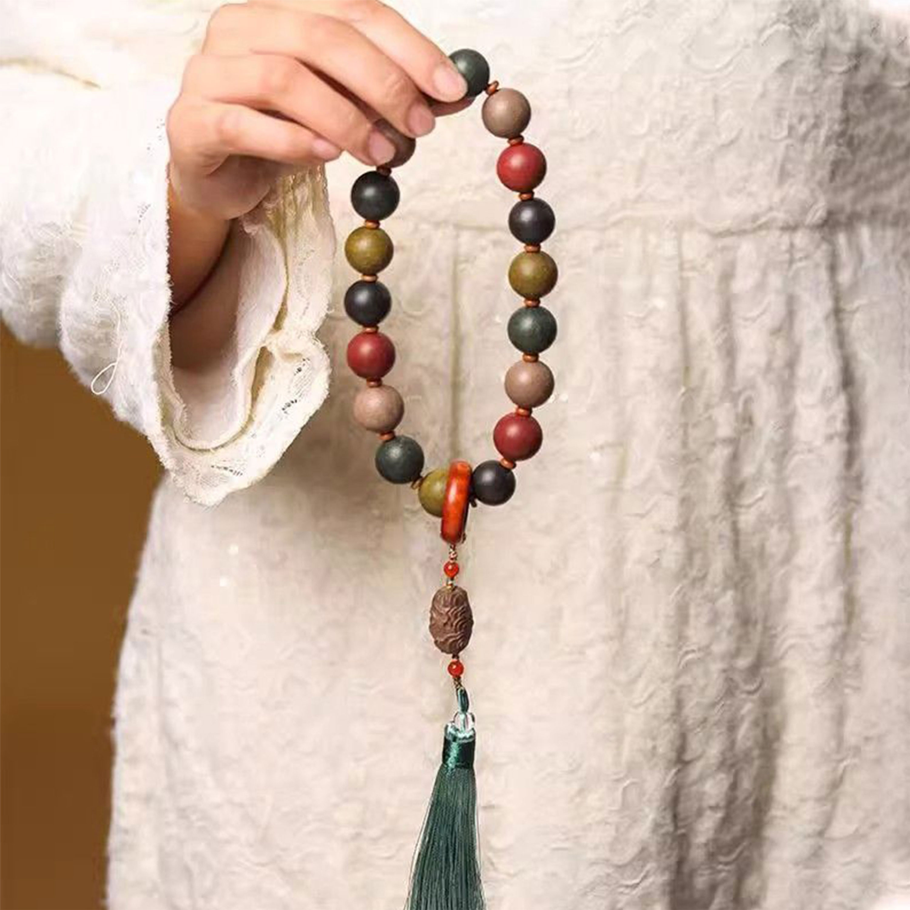 China's Intangible Cultural Heritage Five-sided Incense Bead Bracelet (Amulet)