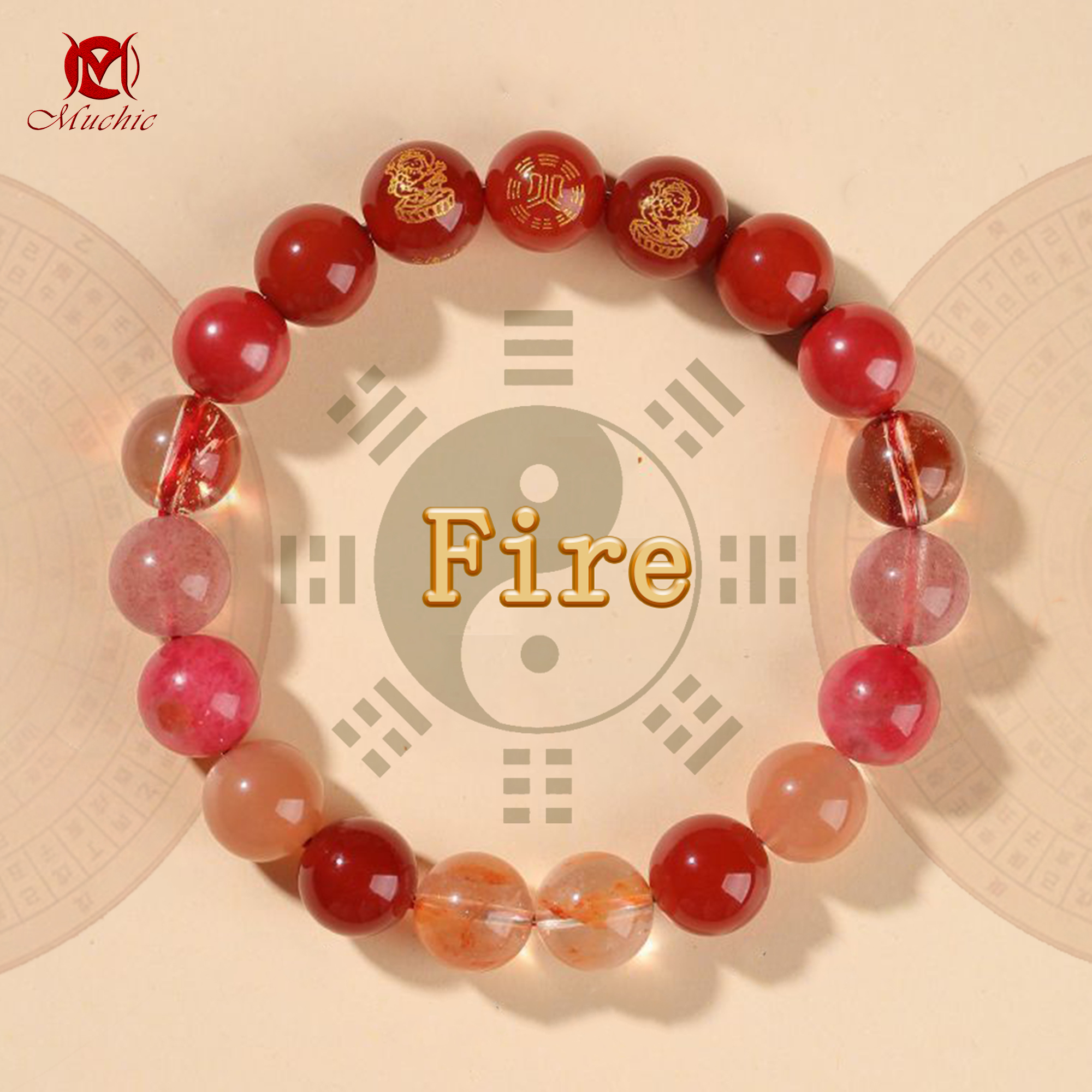 Natural crystal stone bracelet for fortune and luck Five Elements gold, water, fire, earth, water and wood bracelet for men and women