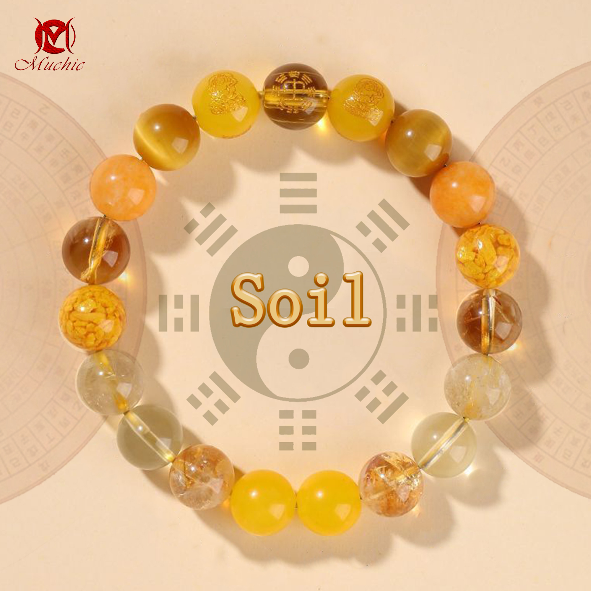 Natural crystal stone bracelet for fortune and luck Five Elements gold, water, fire, earth, water and wood bracelet for men and women