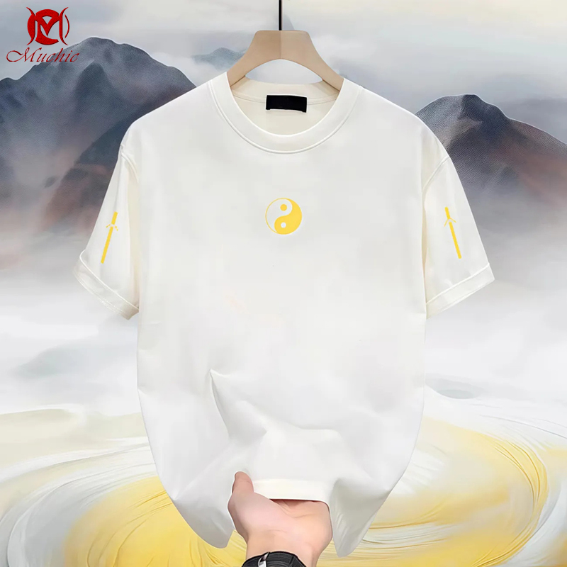 Unisex Intangible Cultural Heritage Fuku Texture Embroidery T-shirt(Hand Embroidered) (Duty Free)