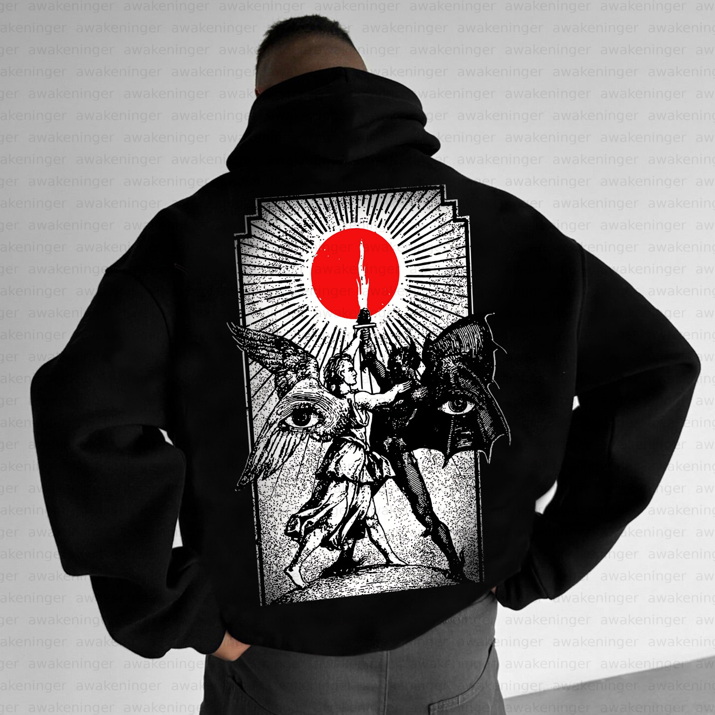 Unisex streetwear patterned retro hoodie