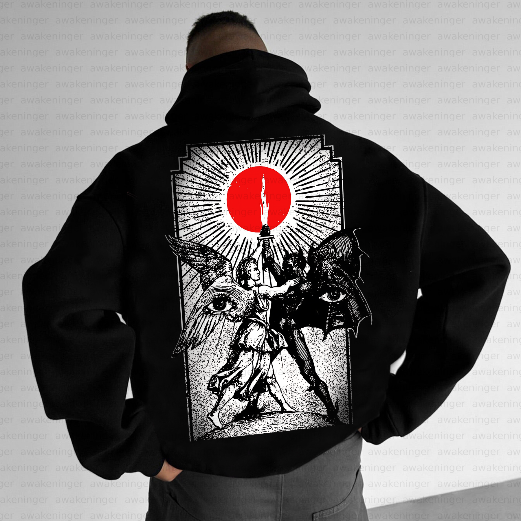 Unisex streetwear patterned retro hoodie