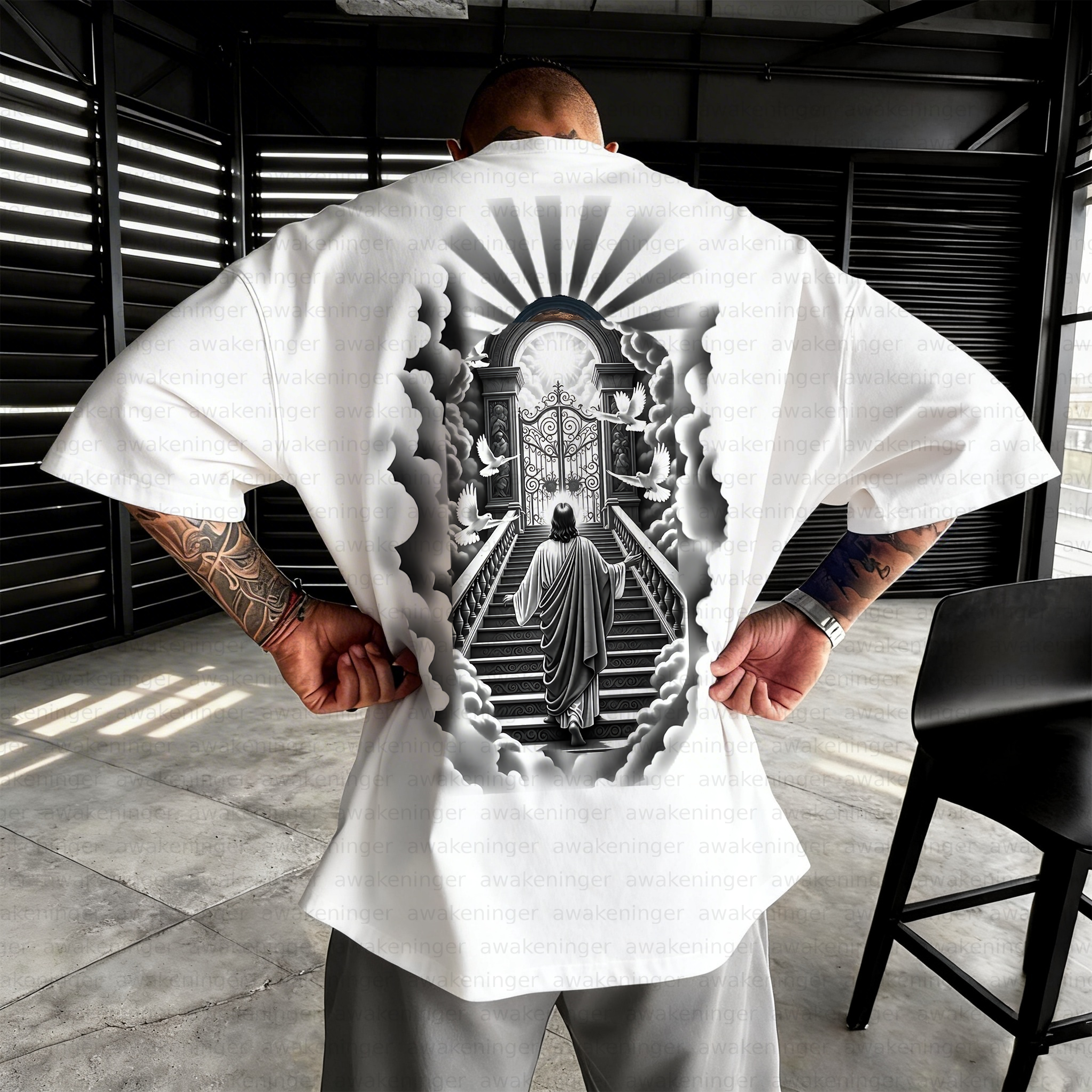 Unisex streetwear patterned retro T-Shirt