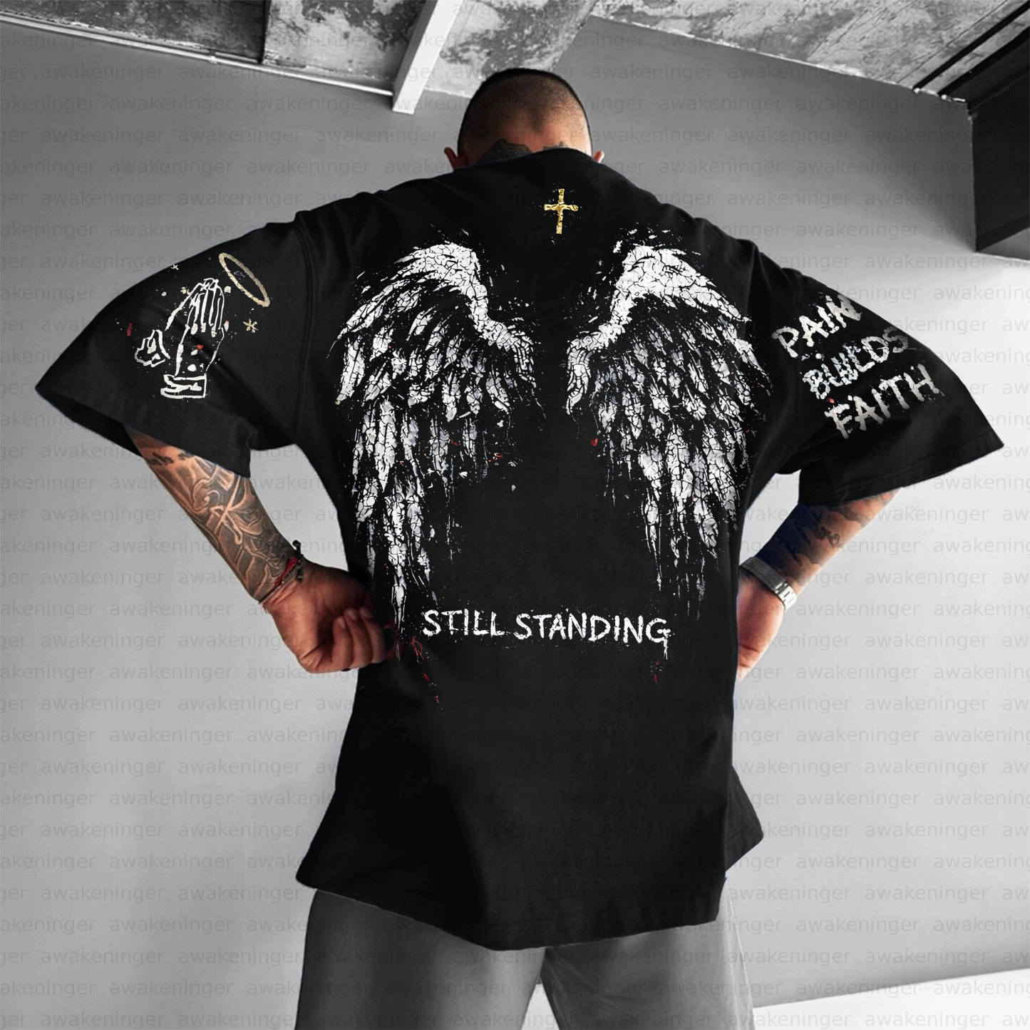 Unisex streetwear patterned retro T-Shirt