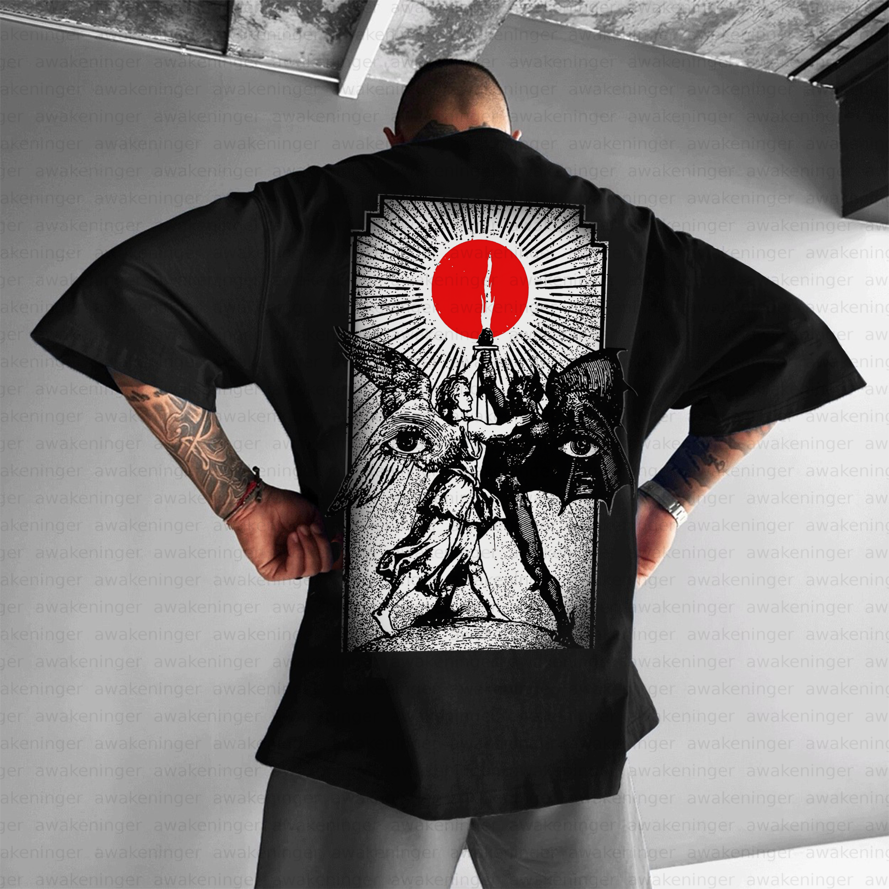 Unisex streetwear patterned retro T-Shirt