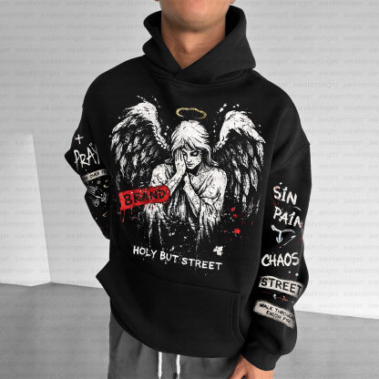 Unisex streetwear patterned retro hoodie