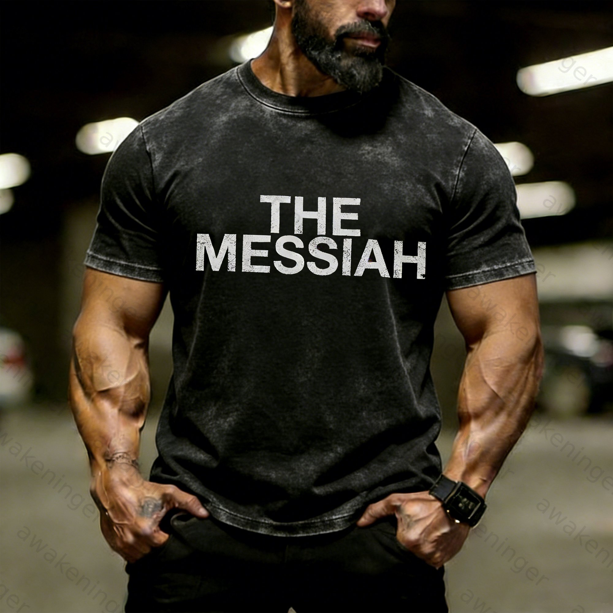 Premium Men's "The Lord Reigns" Christ-Themed Washed T-Shirt