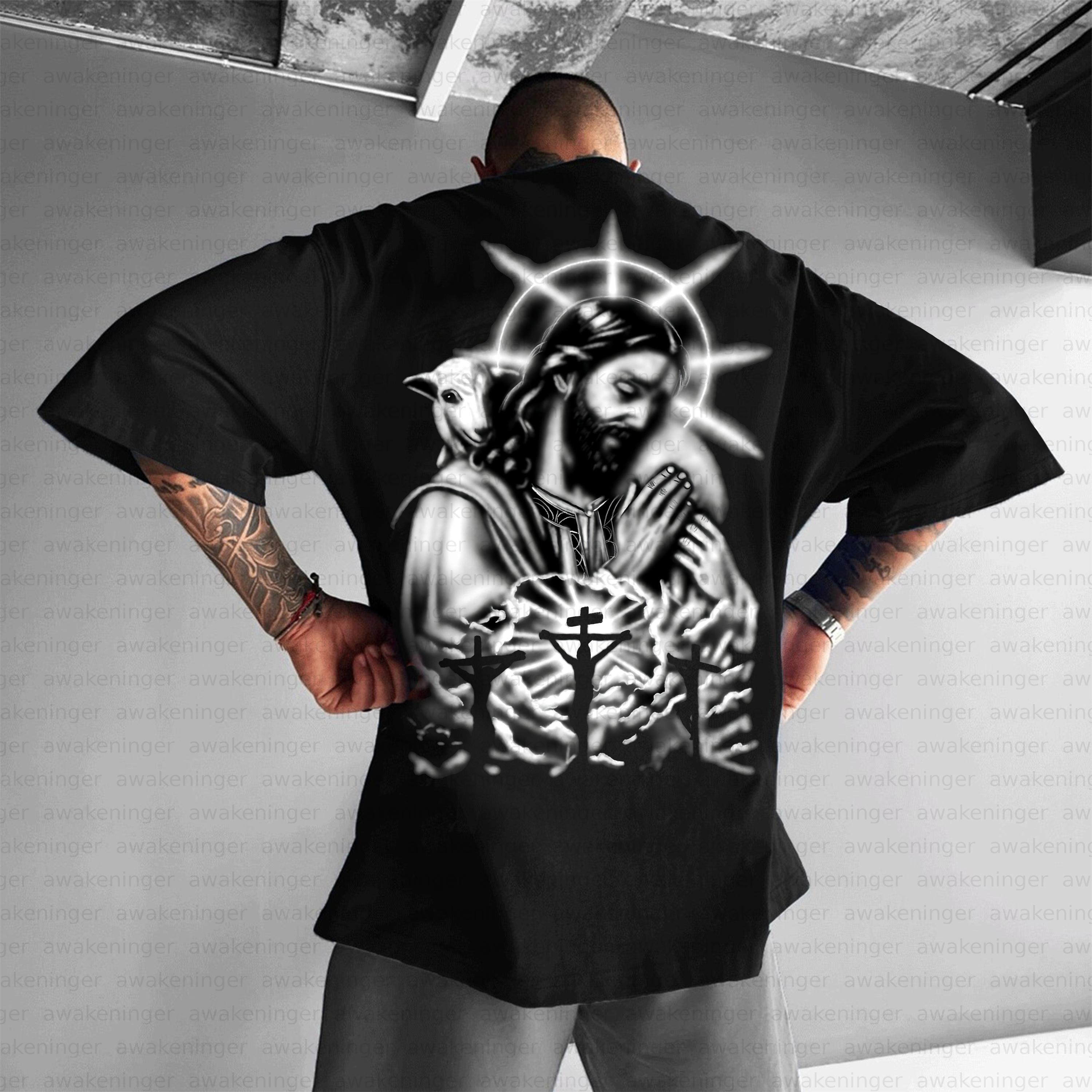 Unisex streetwear patterned retro T-Shirt