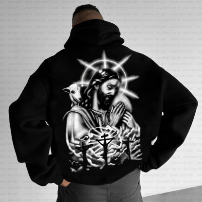 Unisex streetwear patterned retro hoodie