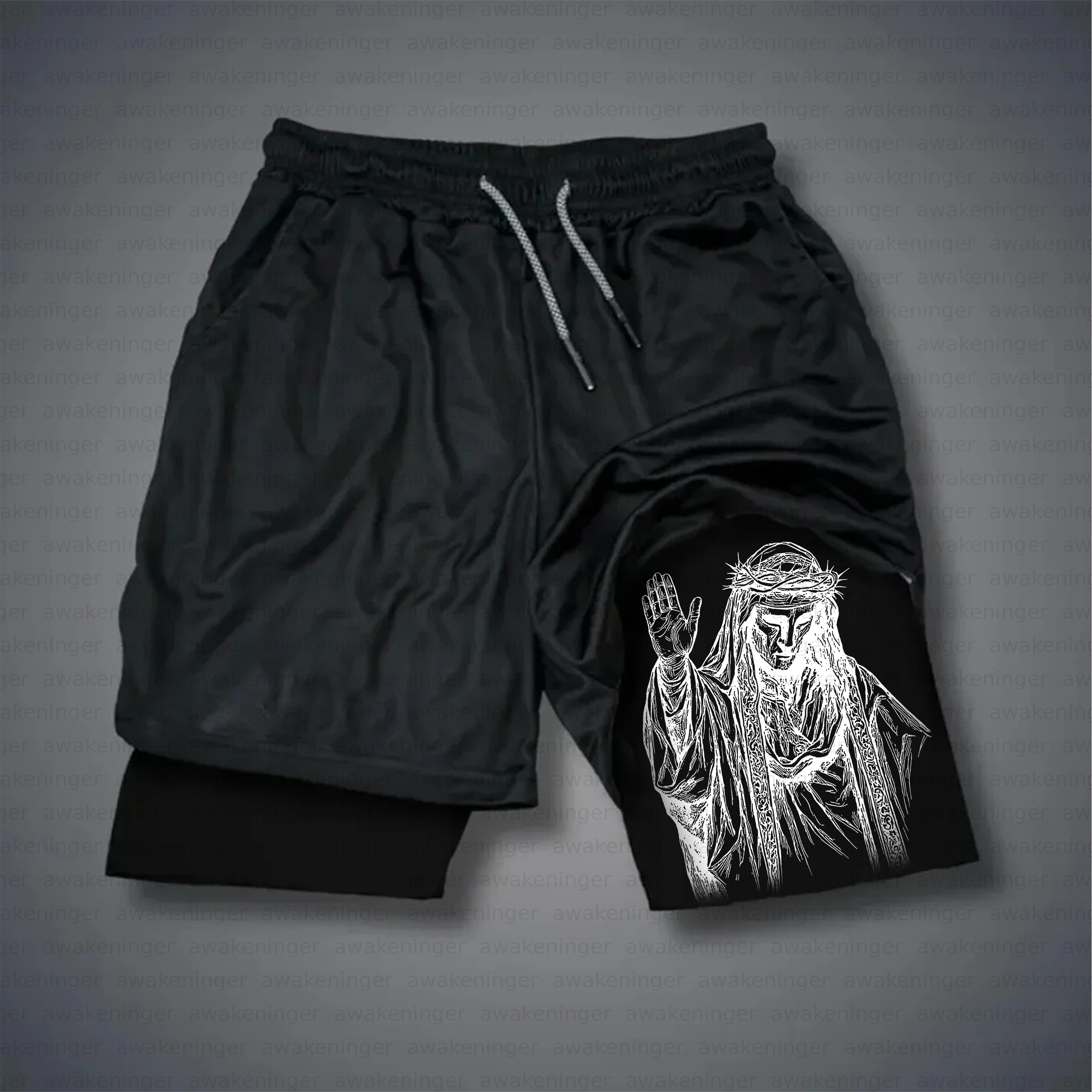 Jesus' Grace Graphic Print patterned retro Shorts