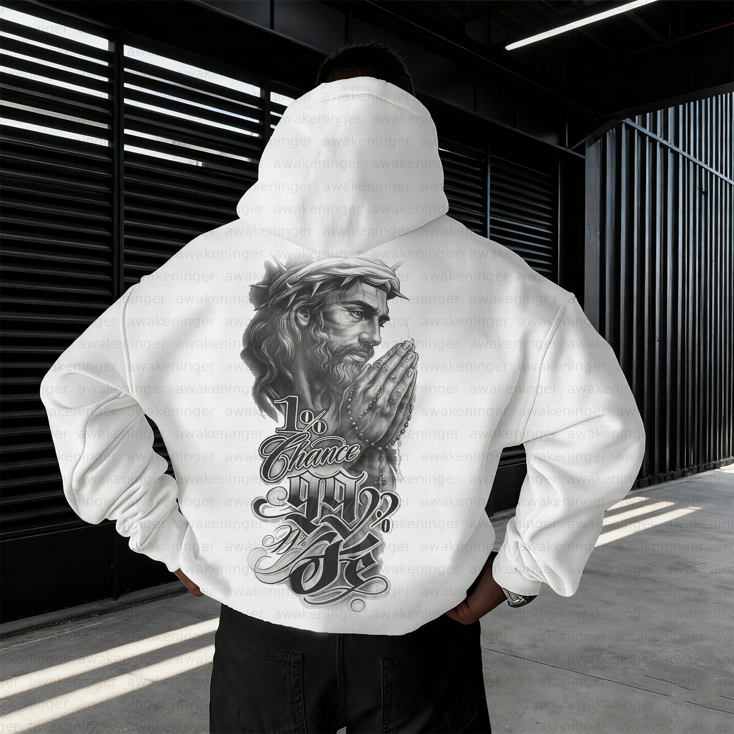 Word of Life Jesus Print patterned retro hoodie