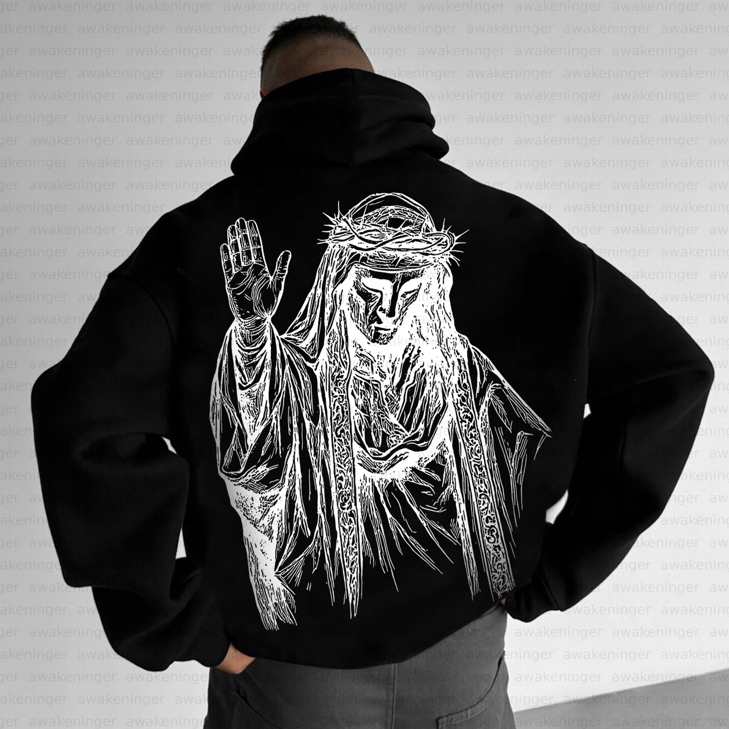 Unisex streetwear patterned retro hoodie