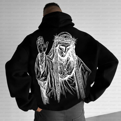 Unisex streetwear patterned retro hoodie
