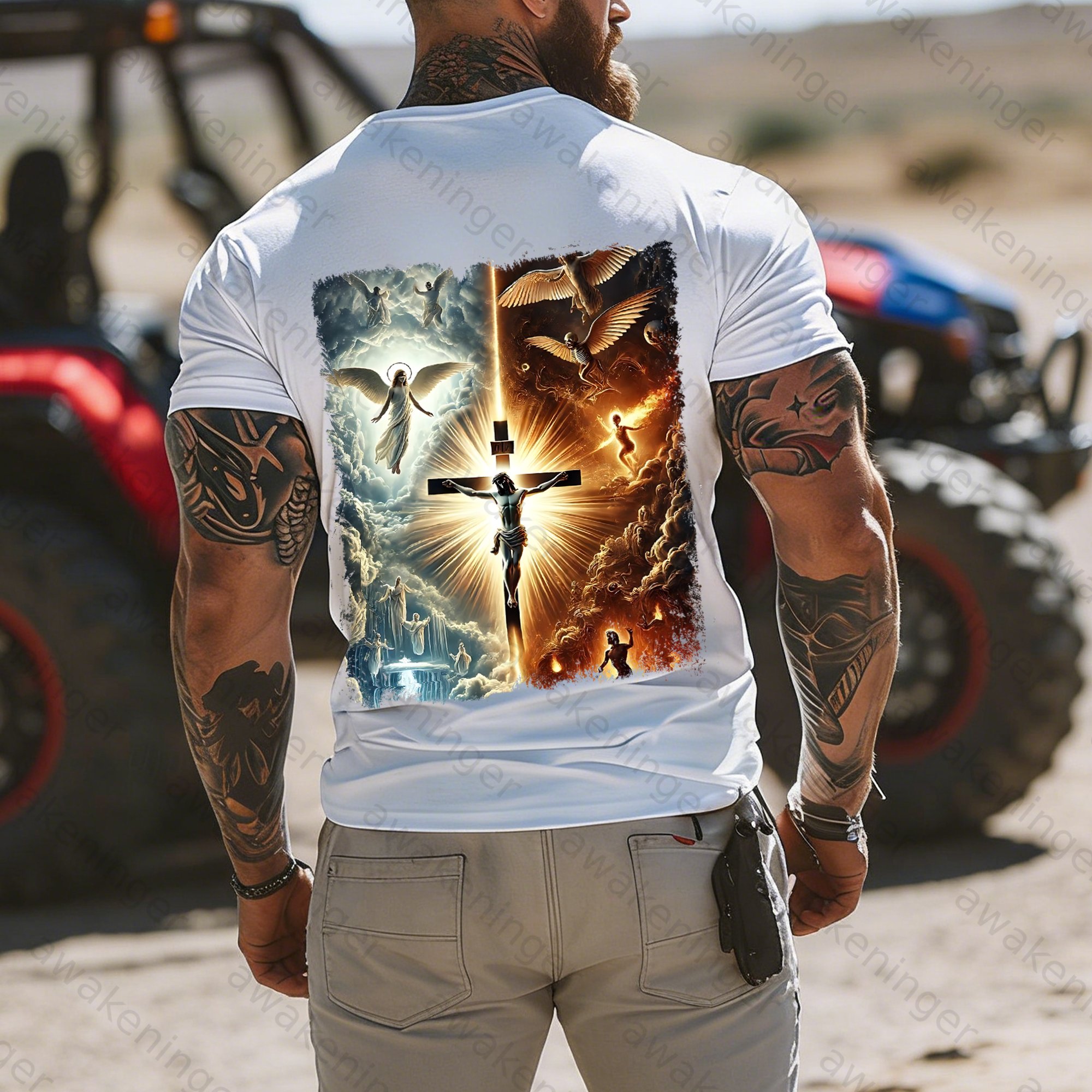 Men's Jesus Christian Light and Darkness Arrive T-Shirt