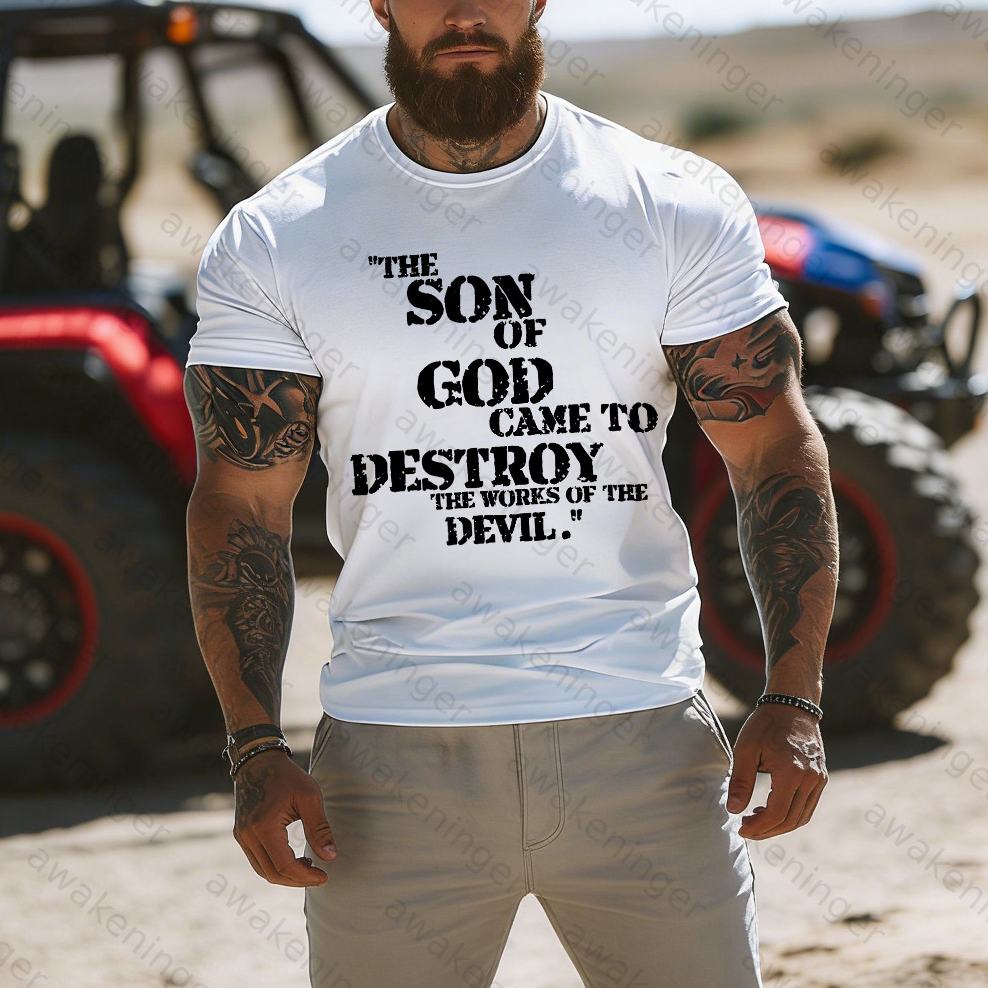 Men's Jesus Christian Light and Darkness Arrive T-Shirt