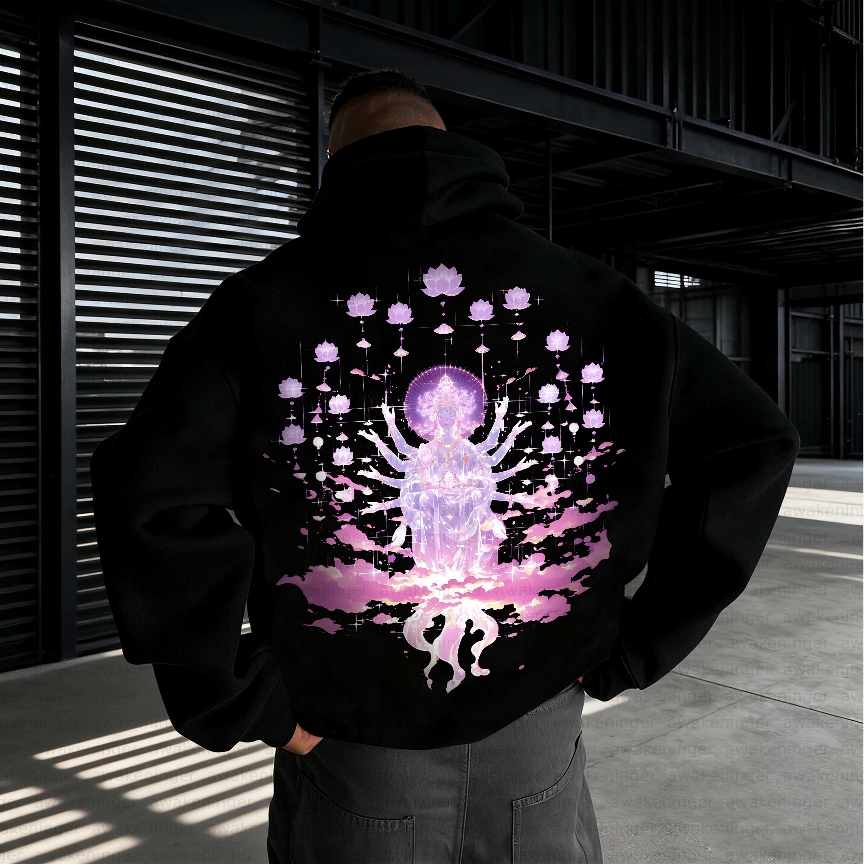 Unisex streetwear “Buddhism” patterned retro hoodie