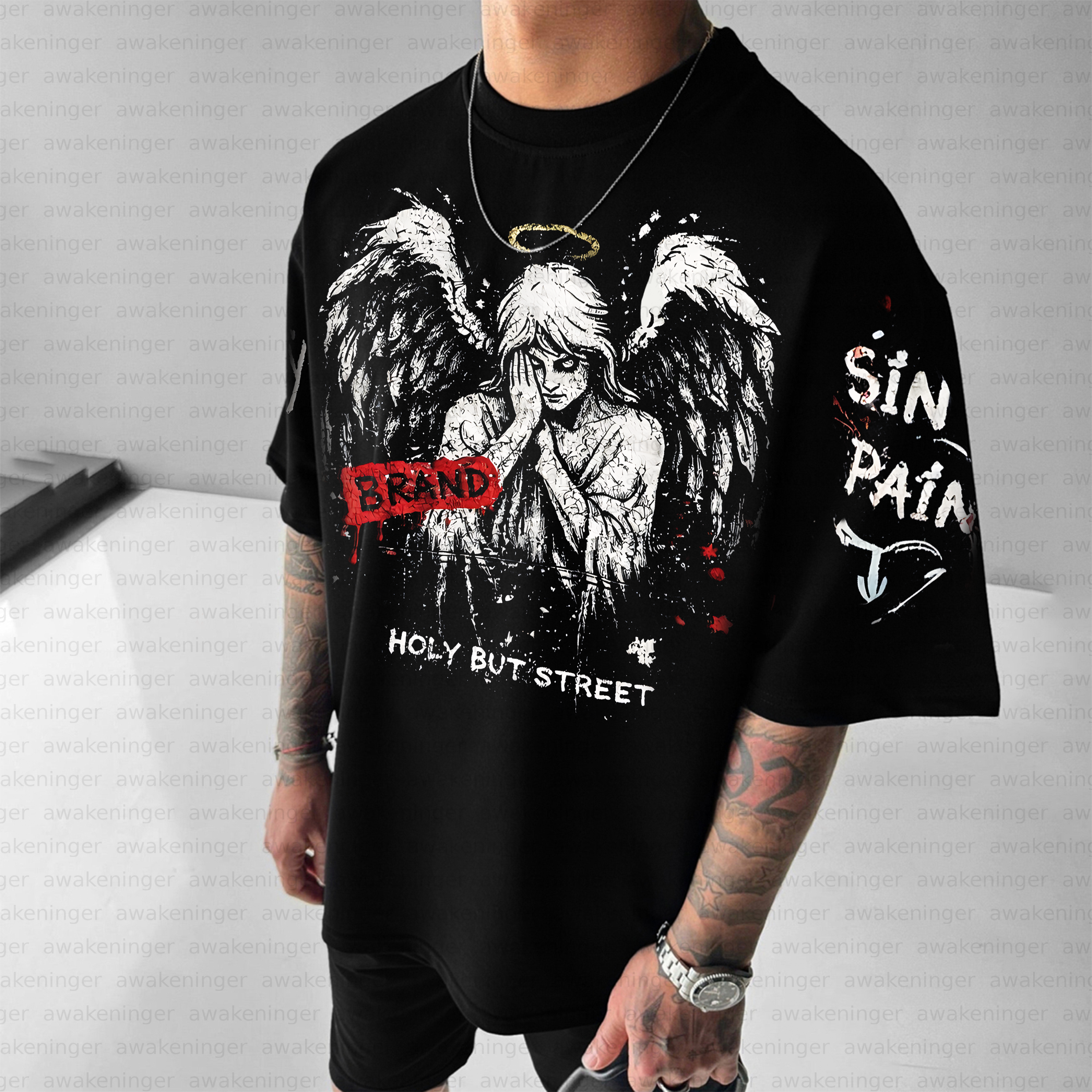 Unisex streetwear patterned retro T-Shirt