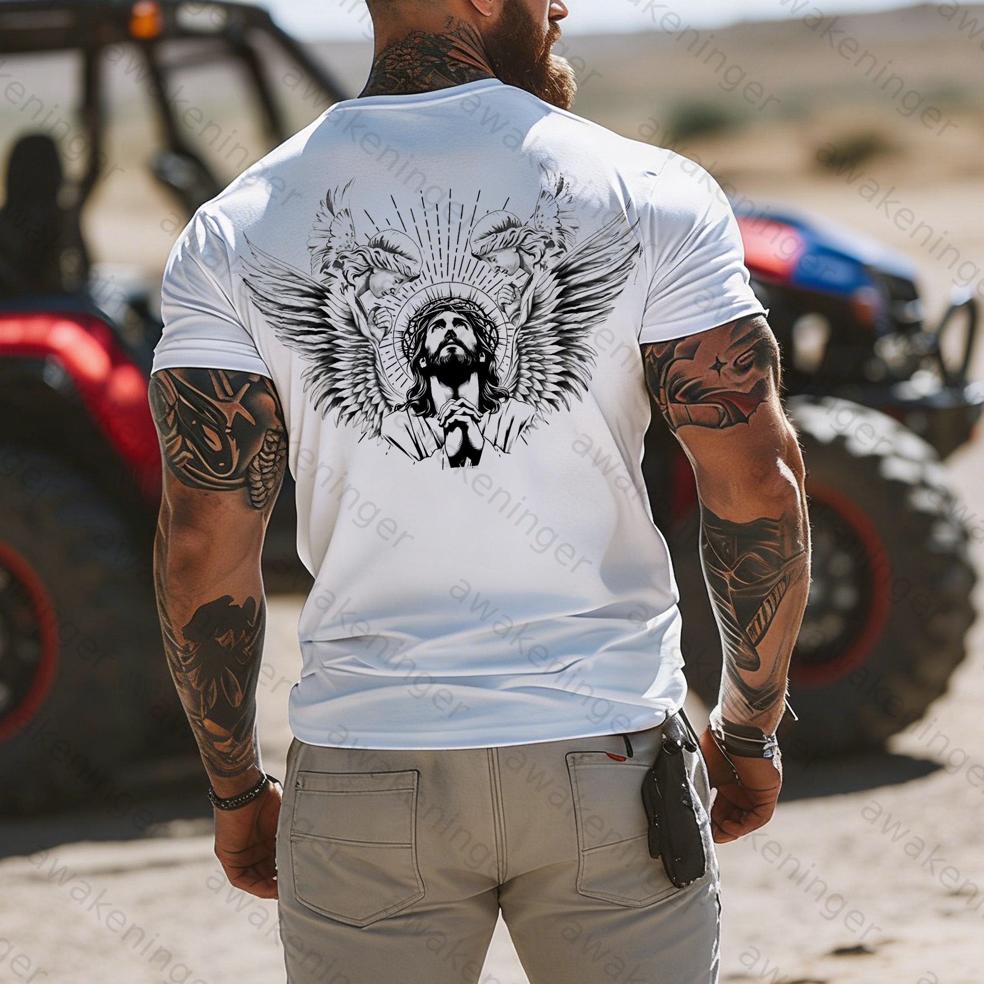 Men's Jesus Christian Angel Guardian T-Shirt
