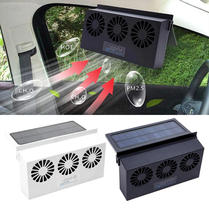 Solar powered car cooling ventilator
