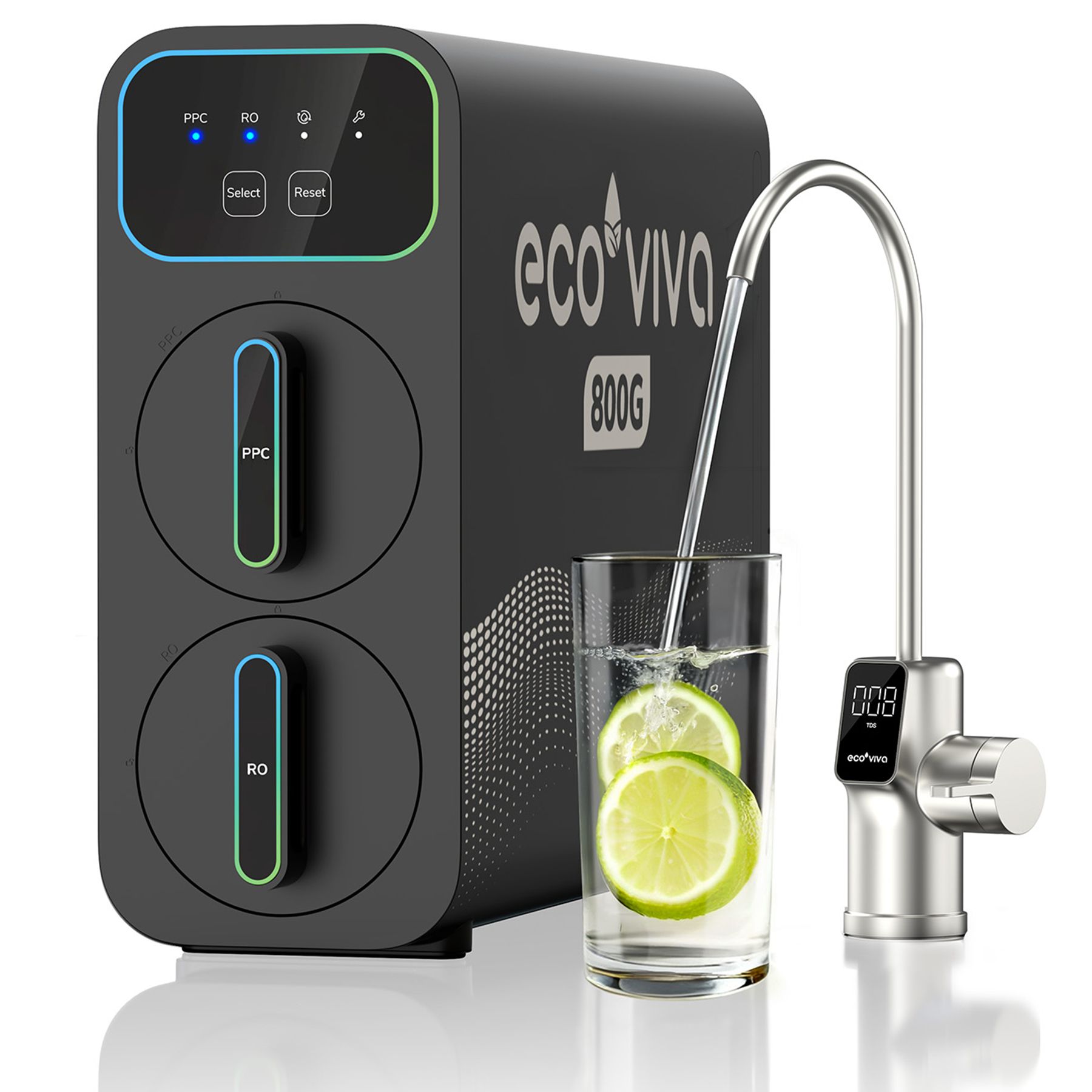 Ecoviva E8 800 GPD Tankless RO System | Smart Under Sink Water Filter