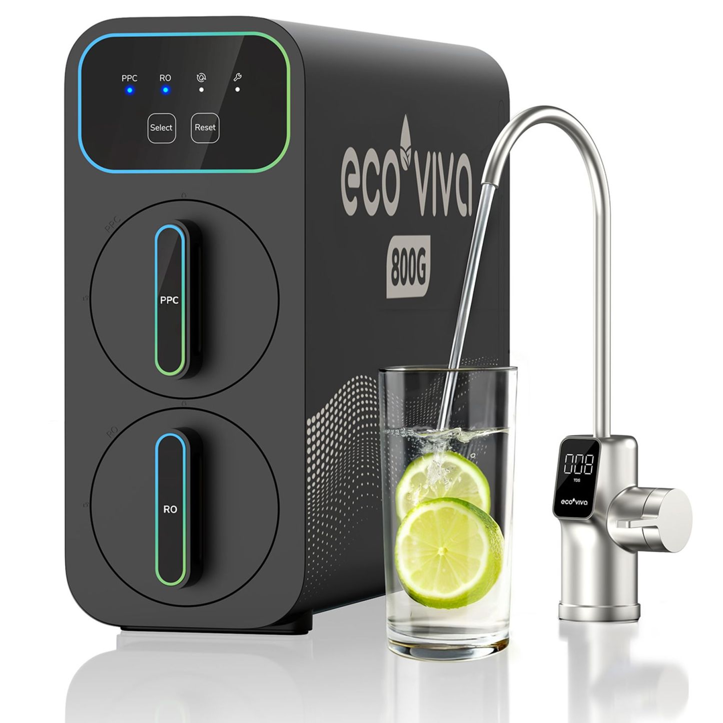 Ecoviva E8 800 GPD Tankless RO System | Smart Under Sink Water Filter