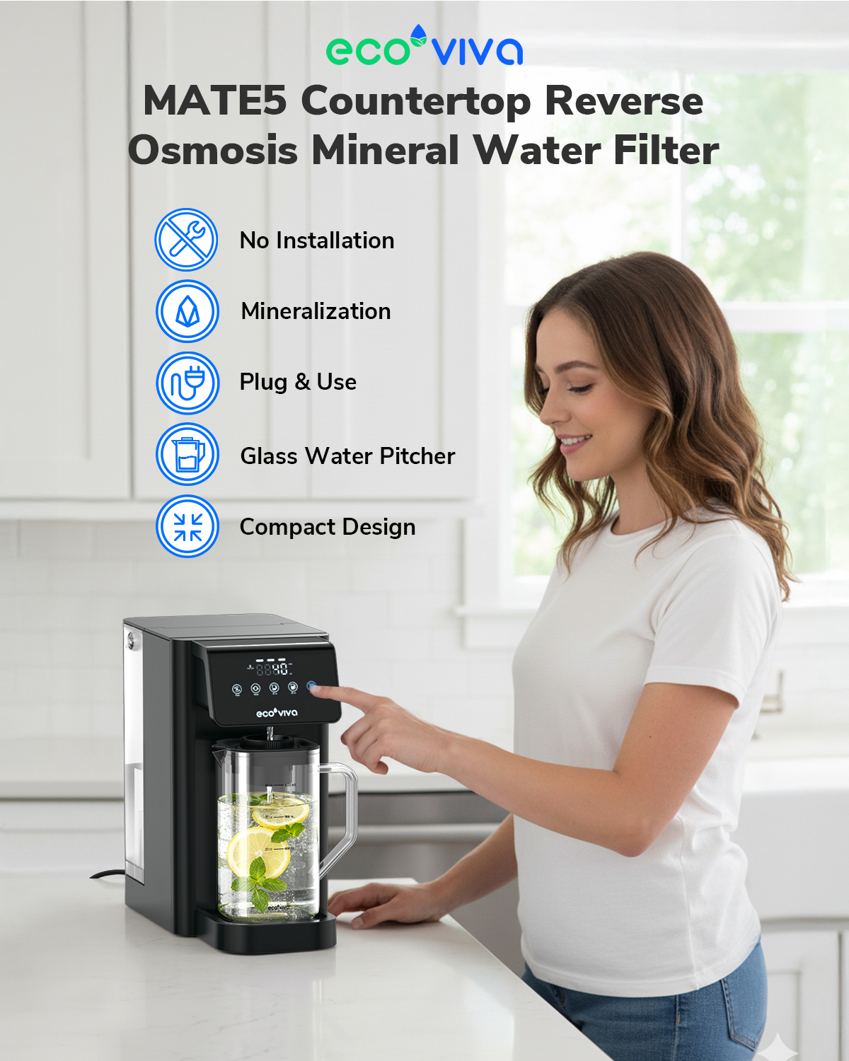 Ecoviva Mate 5 Countertop Reverse Osmosis Water Filter
