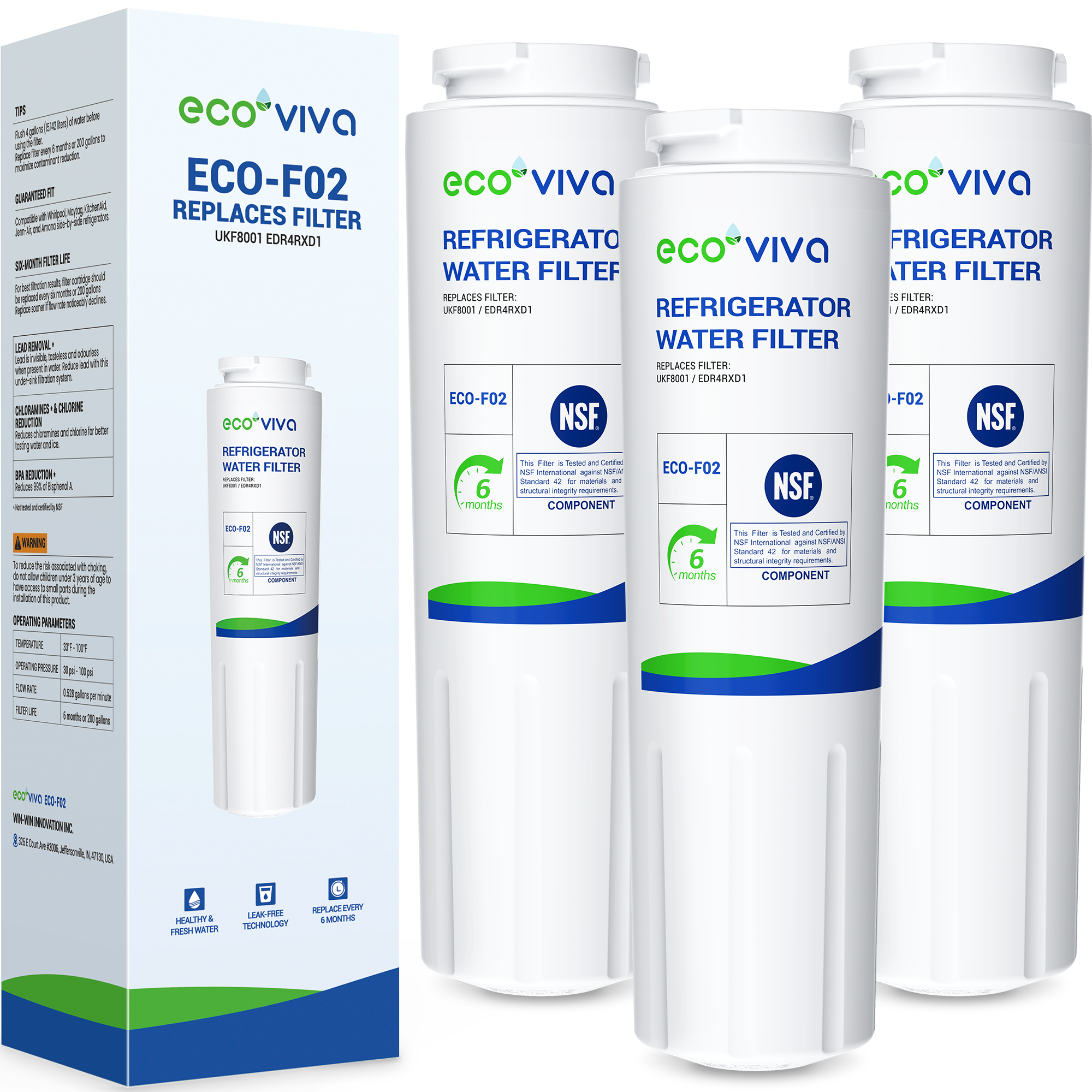 UKF8001 Refrigerator Water Filter 3 Pack