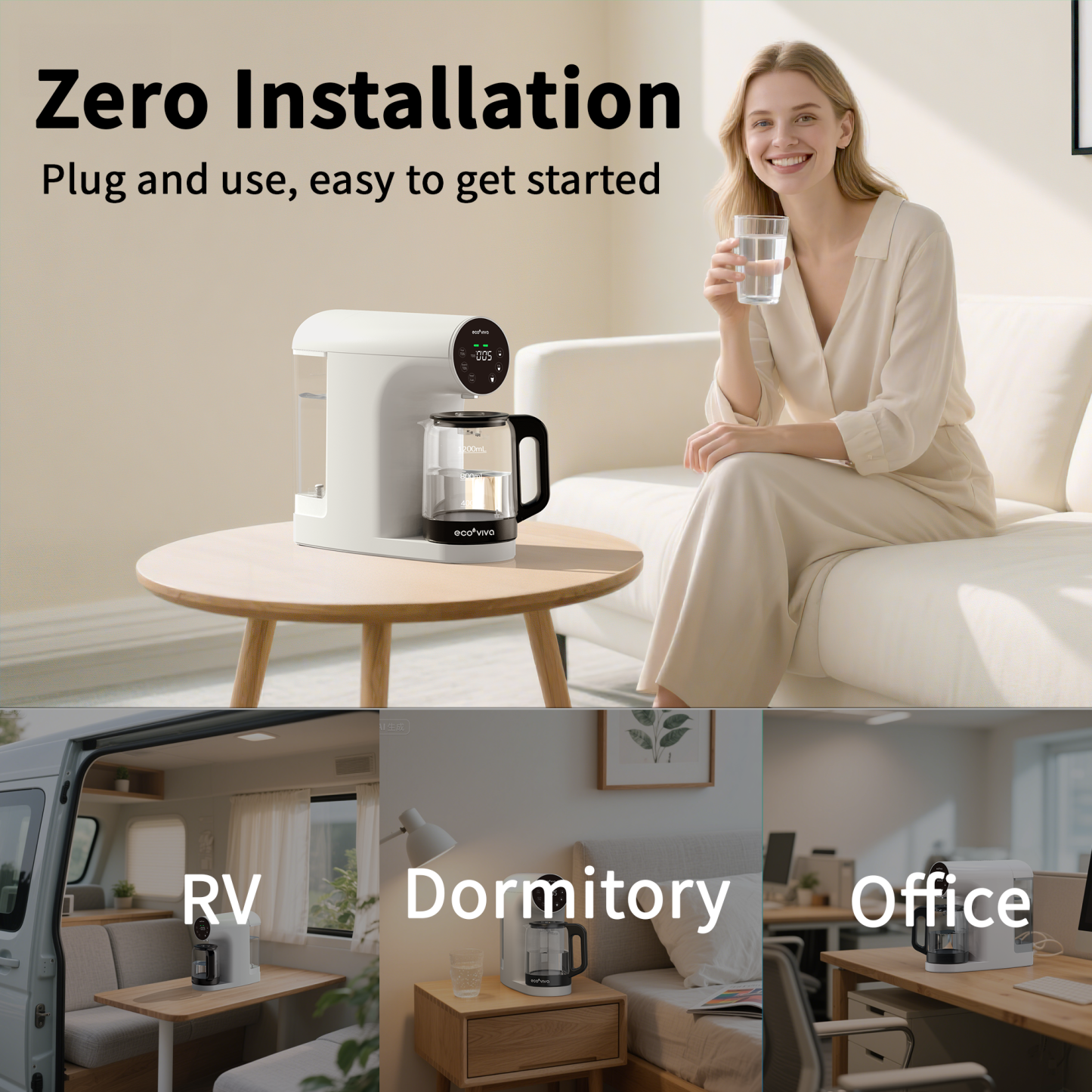 Countertop Reverse Osmosis System 5-Stage No Installation Desktop Portable Water Purifier