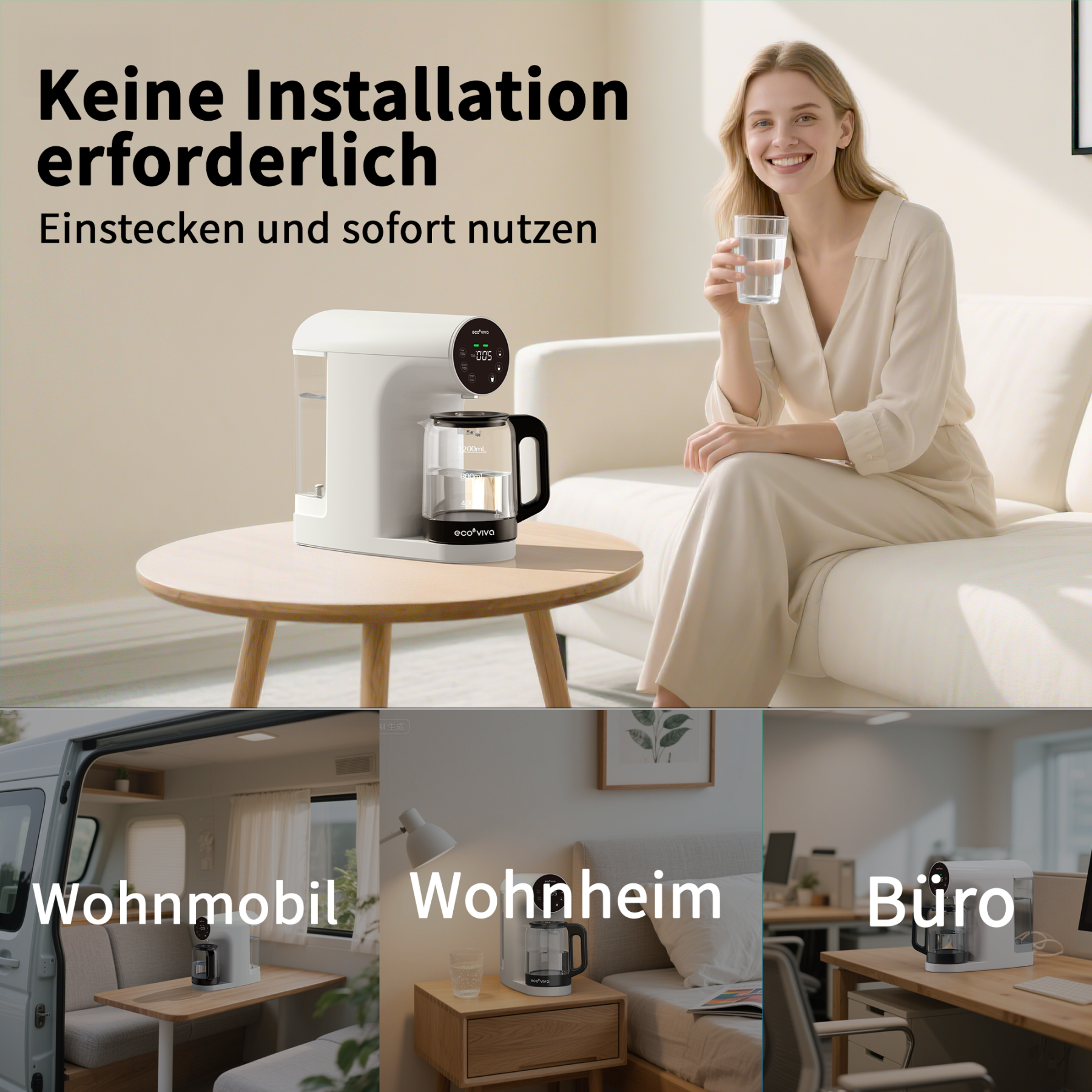 Countertop Reverse Osmosis System 5-Stage No Installation Desktop Portable Water Purifier EU