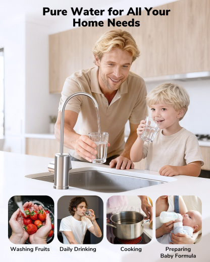 E8 800GPD Tankless Under Sink Reverse Osmosis Water Filter