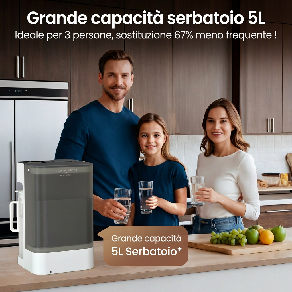 Ecoviva MATE 3 Countertop Osmosis System Drinking Water Reverse Osmosis System, 8-Way Filter Against Nitrate & PFAS, Water Filter No Installation, 3:1 Saving Ratio & TDS Monitor Water Dispenser, White IT