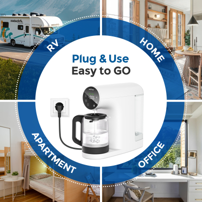 Ecoviva ER200 Countertop RO Water Filter with Extra RO Filter, No Installation, Real-Time TDS Monitor, BPA-Free Glass Carafe, 3:1 Pure to Drain, NSF/ANSI 58 Certified, White