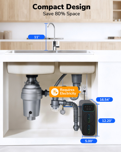 E8 800GPD Tankless Under Sink Reverse Osmosis Water Filter