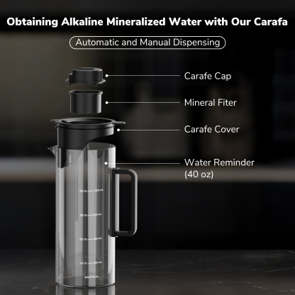 Ecoviva 5L WM3 Countertop RO Water Purifier, No-Installation Reverse Osmosis System with 7-Stage Filtration and 3:1 Ratio, Includes Alkaline Pitcher, Black