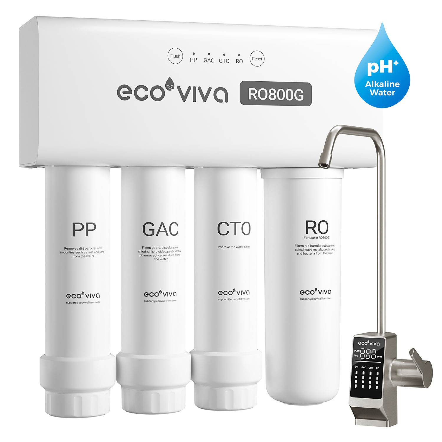 Reverse Osmosis RO Water Filter Filtration Under Sink System 800G