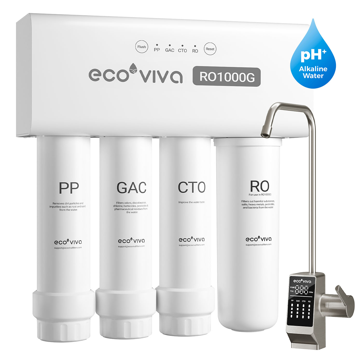 Reverse Osmosis RO Water Filter Filtration Under Sink System 1000G