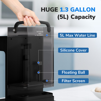 Ecoviva 5L WM3 Countertop RO Water Purifier, No-Installation Reverse Osmosis System with 7-Stage Filtration and 3:1 Ratio, Includes Alkaline Pitcher, Black