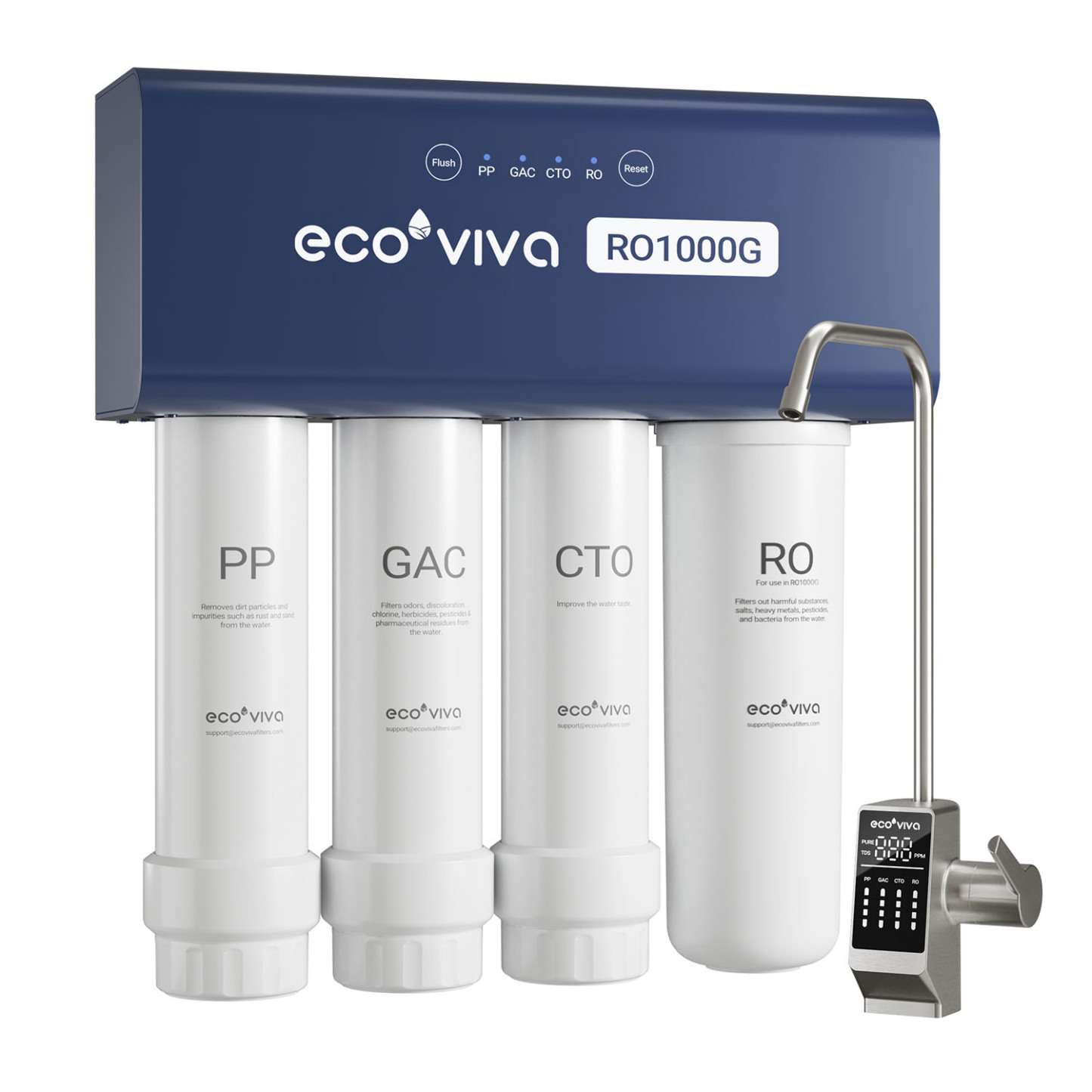 Reverse Osmosis RO Water Filter Filtration Under Sink System 1000G EU