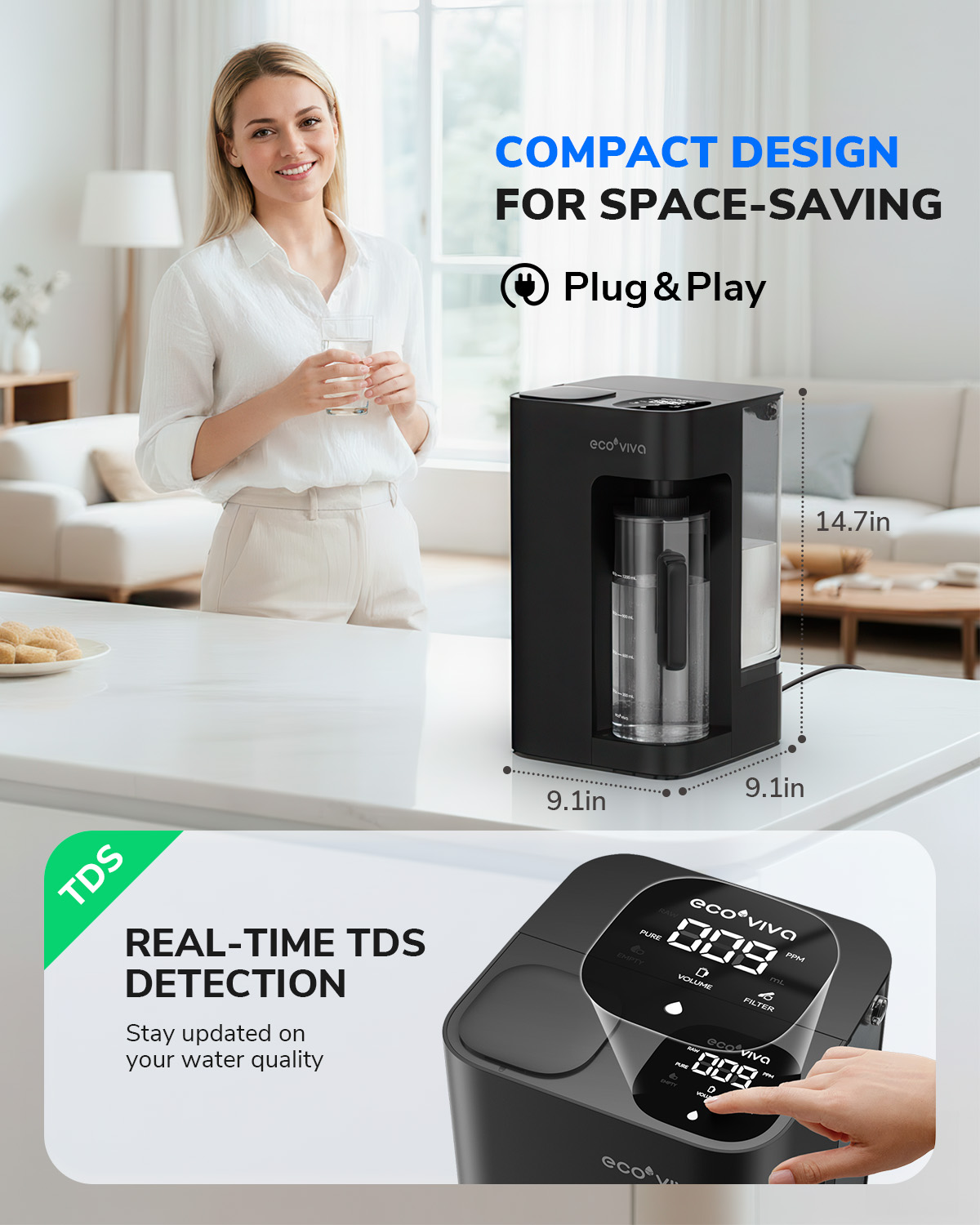 Ecoviva MATE3 Reverse Osmosis Water Filtration System