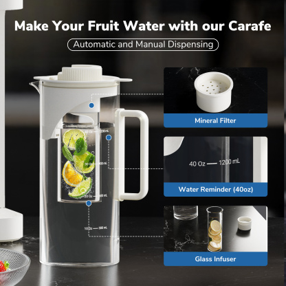 Ecoviva 5L WM3 Countertop RO Water Purifier, No-Installation Reverse Osmosis System with 7-Stage Filtration and 3:1 Ratio, Includes Alkaline Pitcher, White