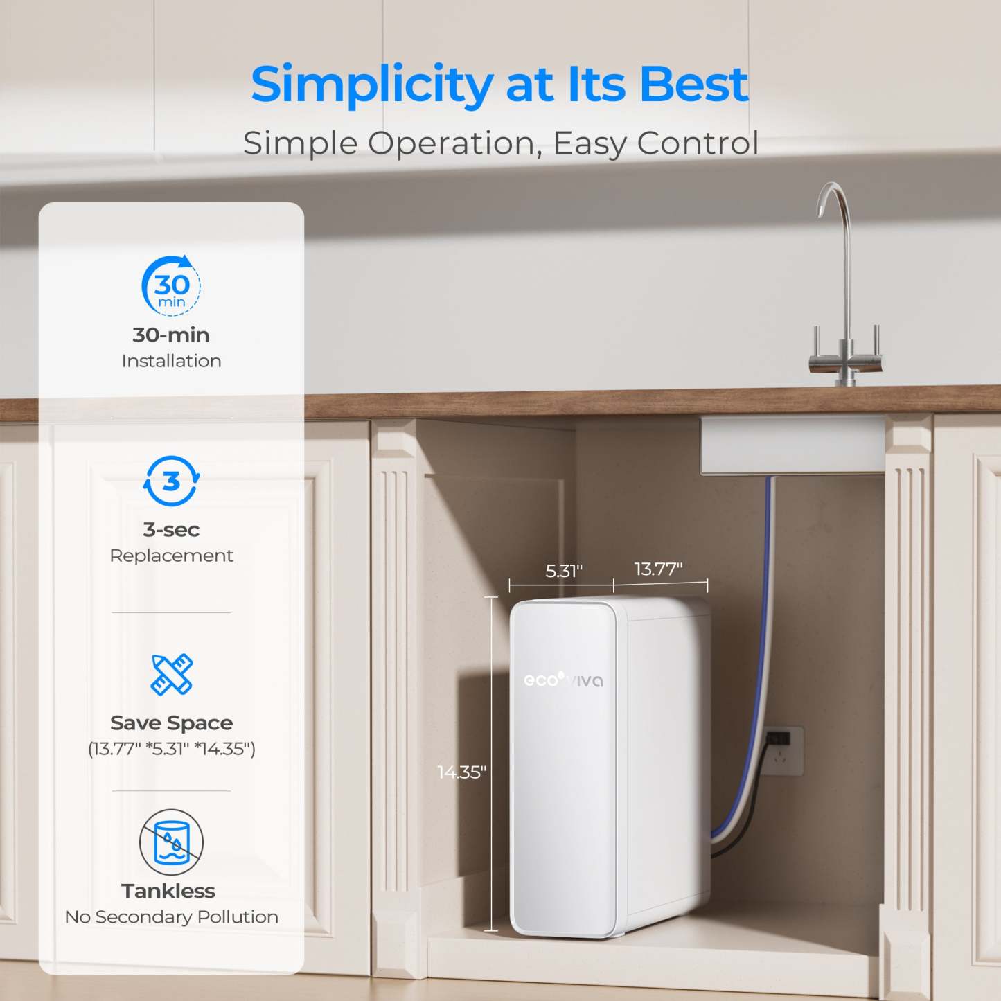 600GPD Tankless Under Sink Reverse Osmosis Water System DE