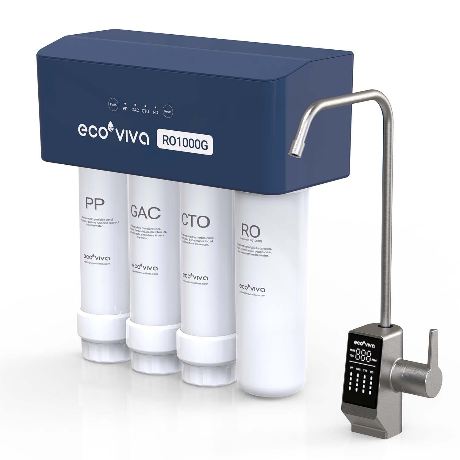 Reverse Osmosis RO Water Filter Filtration Under Sink System 1000G EU