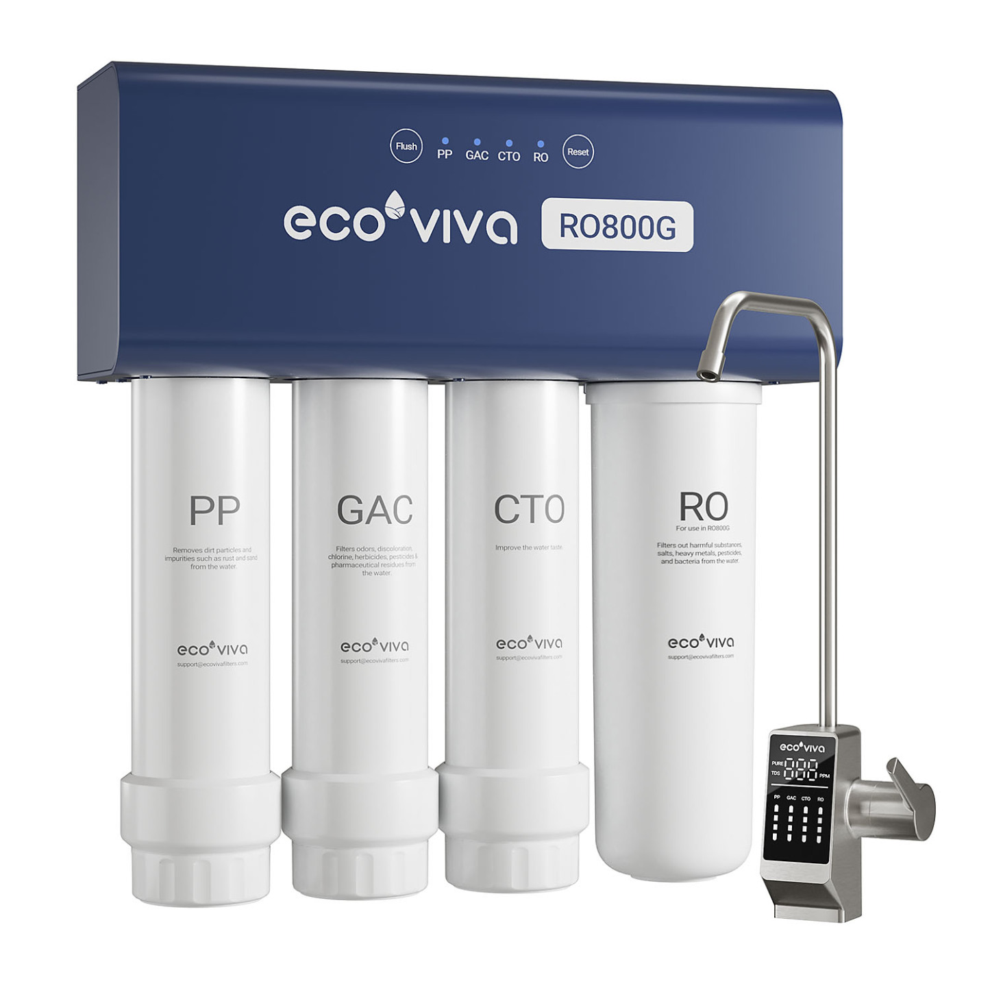 Reverse Osmosis RO Water Filter Filtration Under Sink System 800G EU