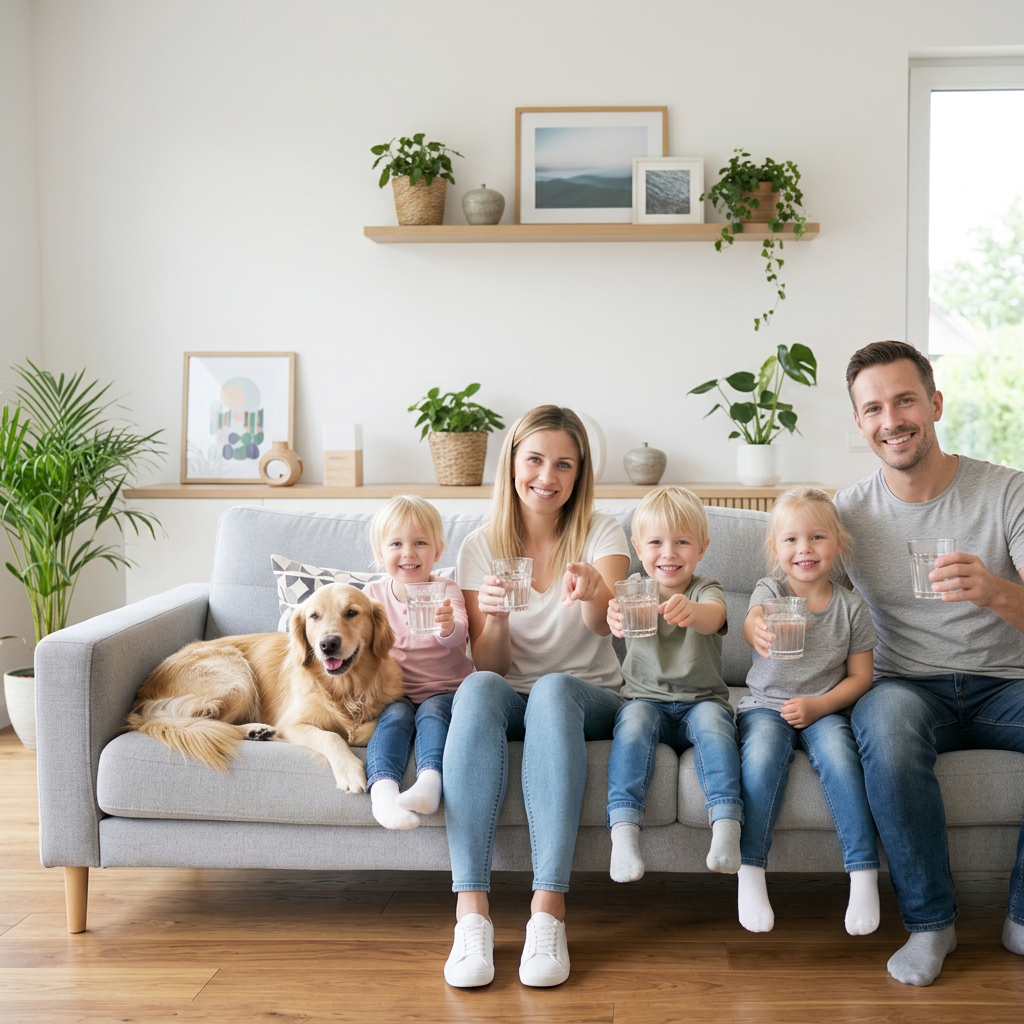 {"default":"Family drinking clean filtered water at home."}
