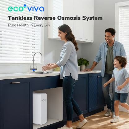 Ecoviva ER600 Tankless Reverse Osmosis System Efficient Water Purification, Water Saving, Easy Maintenance, White