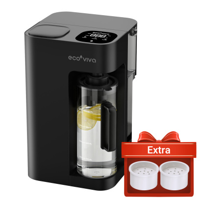 Ecoviva 5L WM3 Countertop RO Water Purifier with Mineral Filter Media, No-Installation Reverse Osmosis System with 7-Stage Filtration and 3:1 Ratio, Includes Alkaline Pitcher, Black
