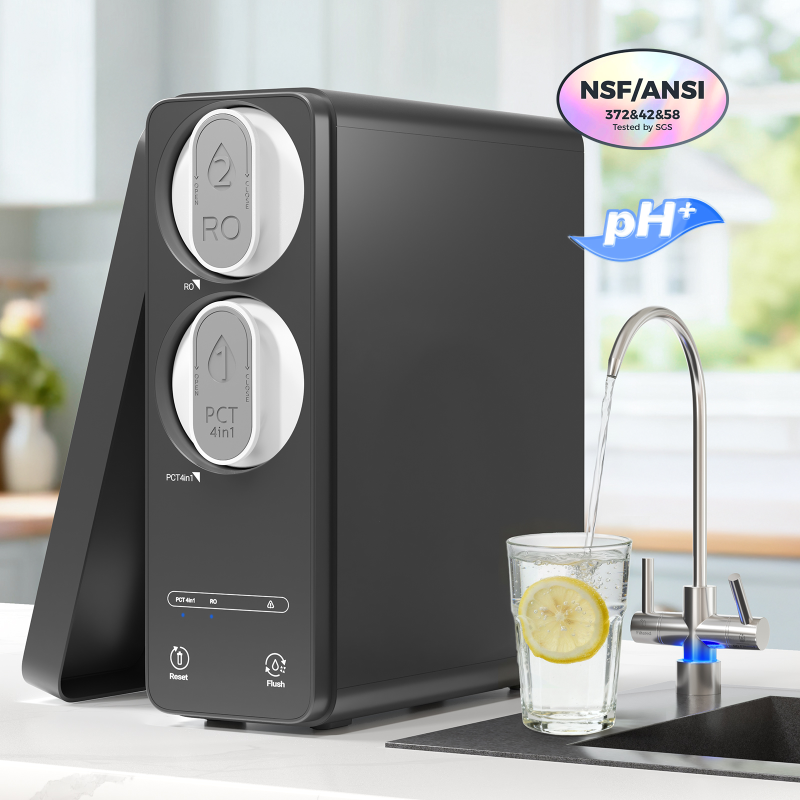 Ecoviva ER600 Tankless Reverse Osmosis System Efficient Water Purification, Water Saving, Easy Maintenance, Balck