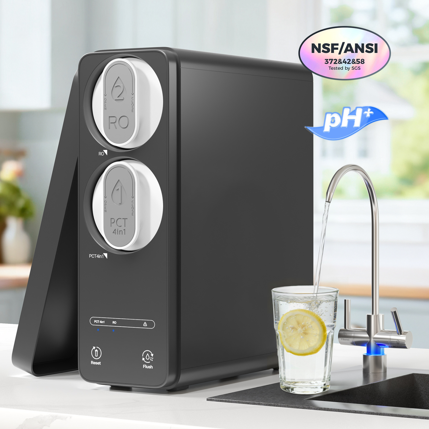 Ecoviva ER600 Tankless Reverse Osmosis System Efficient Water Purification, Water Saving, Easy Maintenance, Balck